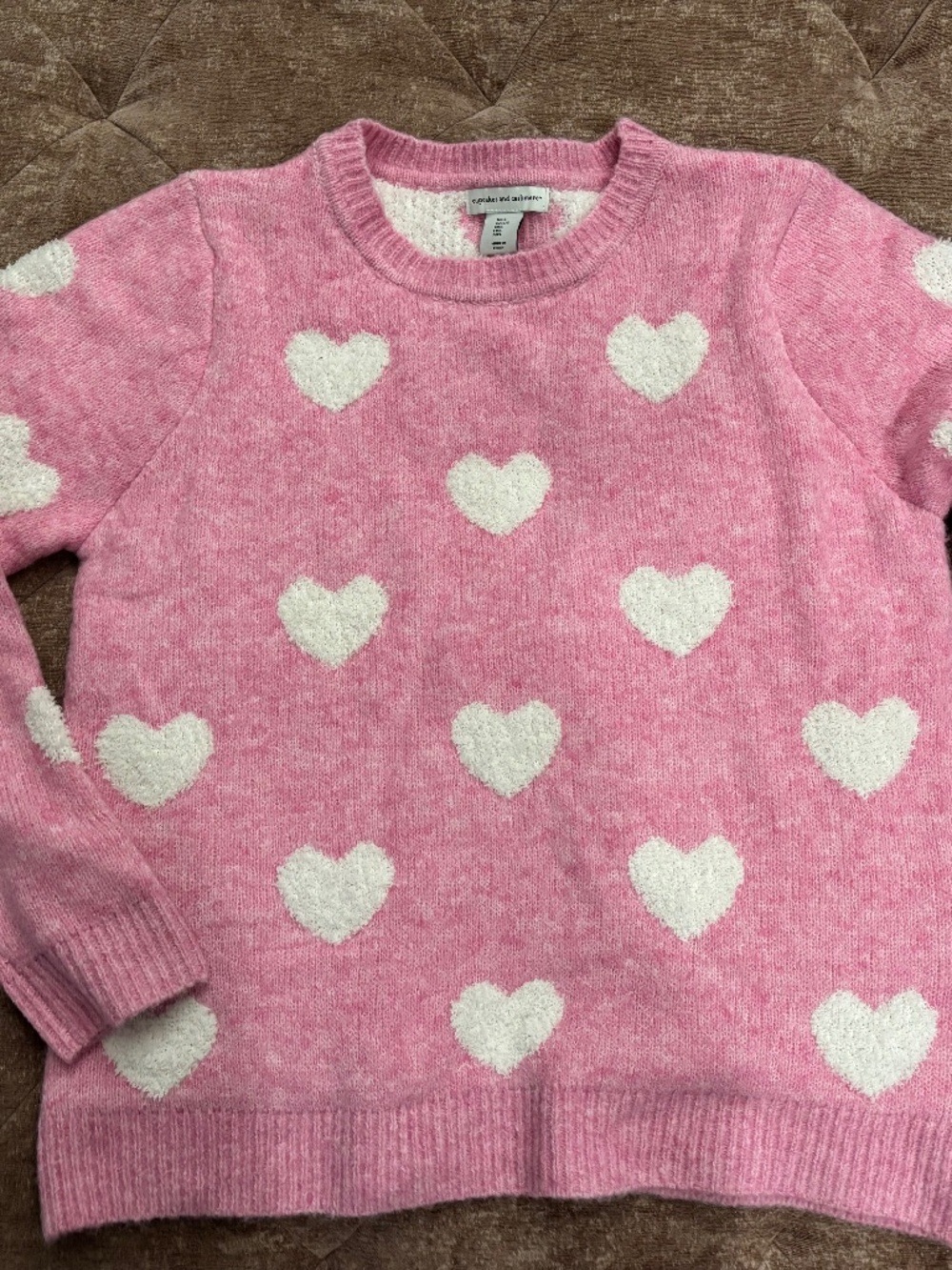 Cupcakes and cashmere pink heart sweater large
